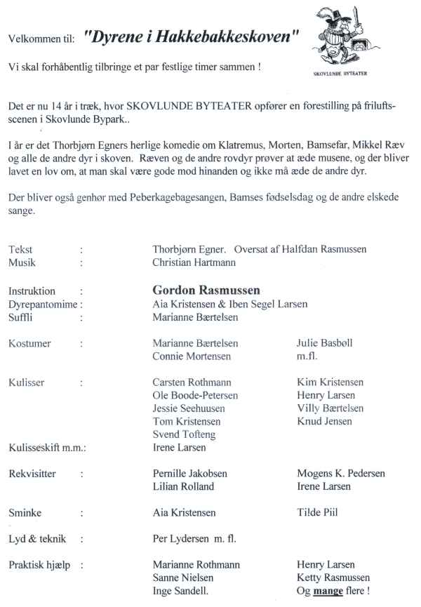 Program side 2 for 'Dyrene i Hakkebakkeskoven', 2002