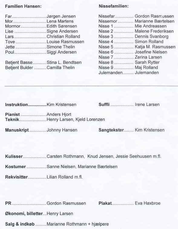 Medvirkende i 'Familien Hansens Jul', 2002