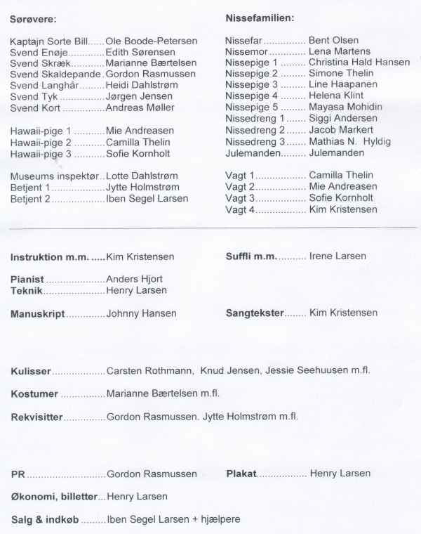 Medvirkende i 'Julemanden p� Ferie', 2003