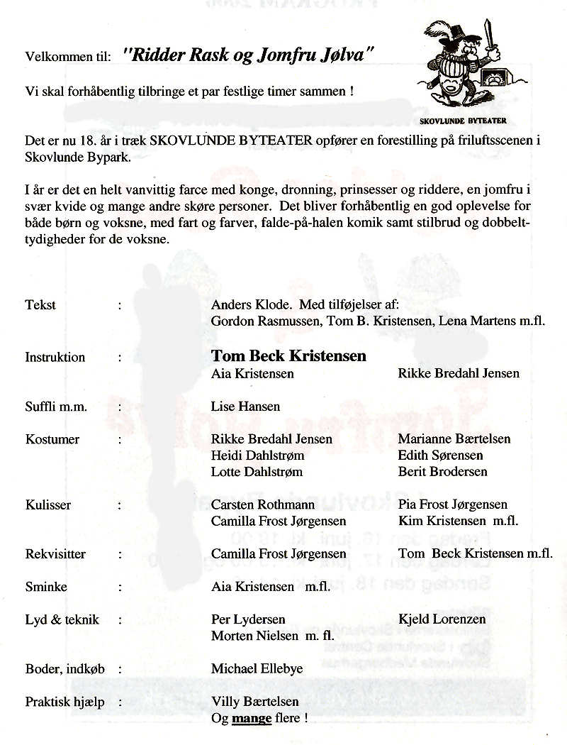 Program side 2 for 'Ridder Rask og Jomfru J�lva', 2006