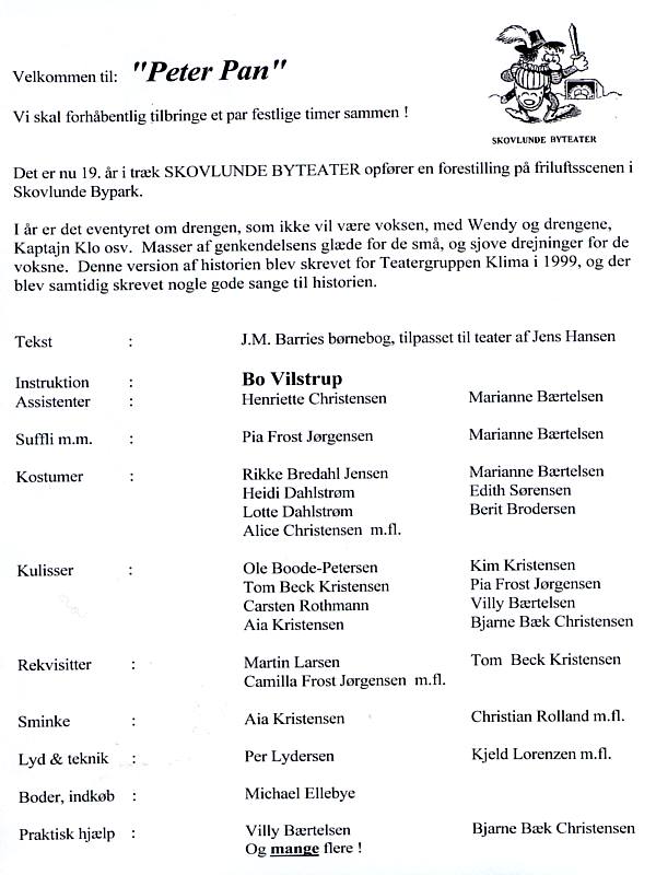 Program side 2 for 'Peter Pan', 2007