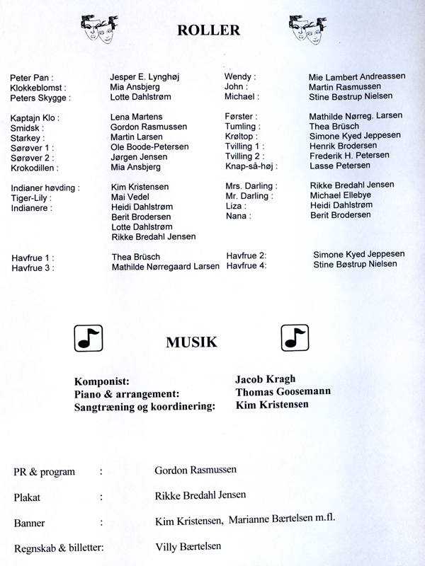 Program side 3 for 'Peter Pan', 2007