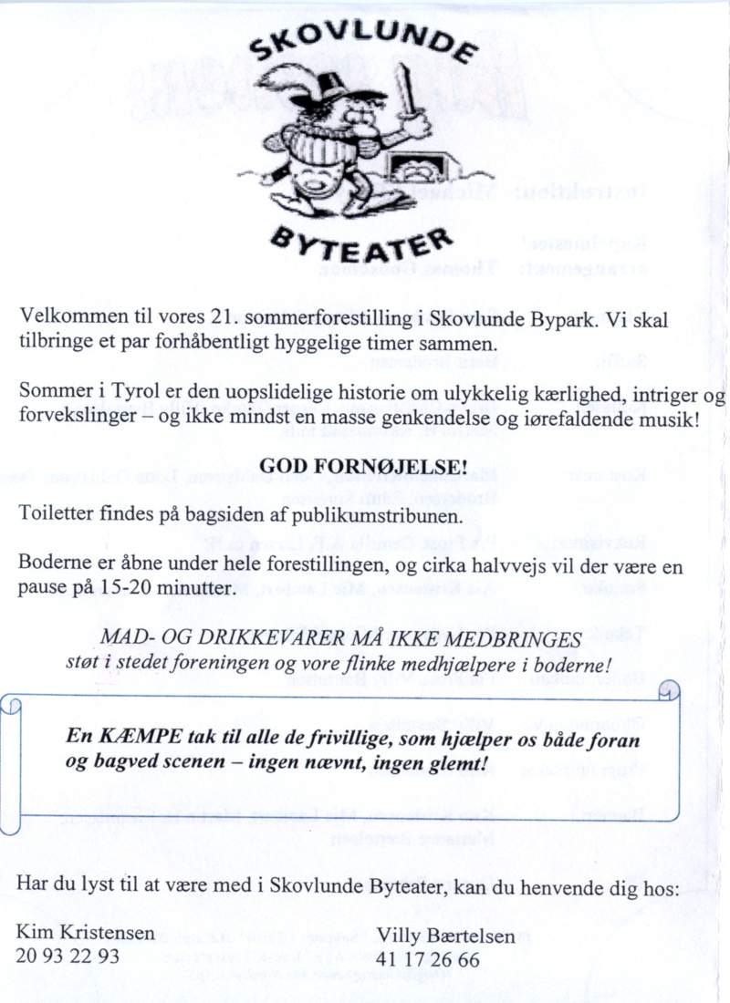 Program side 4 for 'Sommer i Tyrol', 2009
