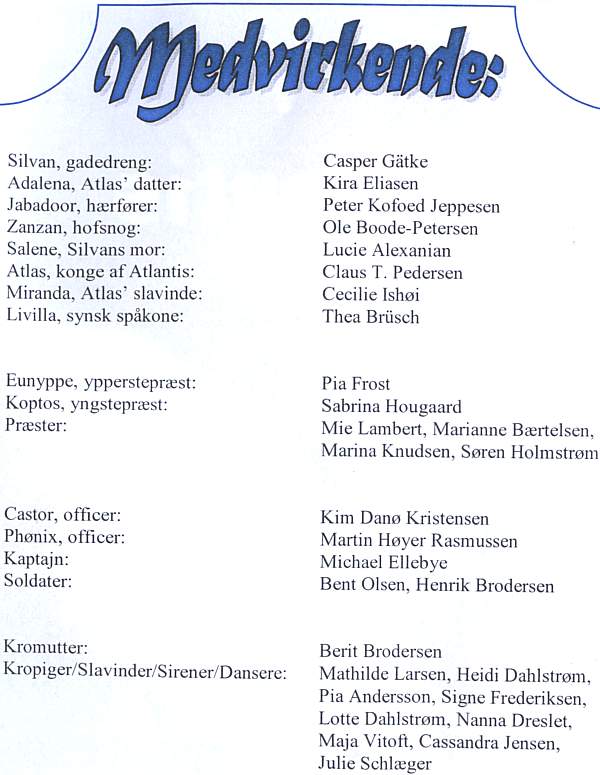 Program side 2 for 'Atlantis', 2010