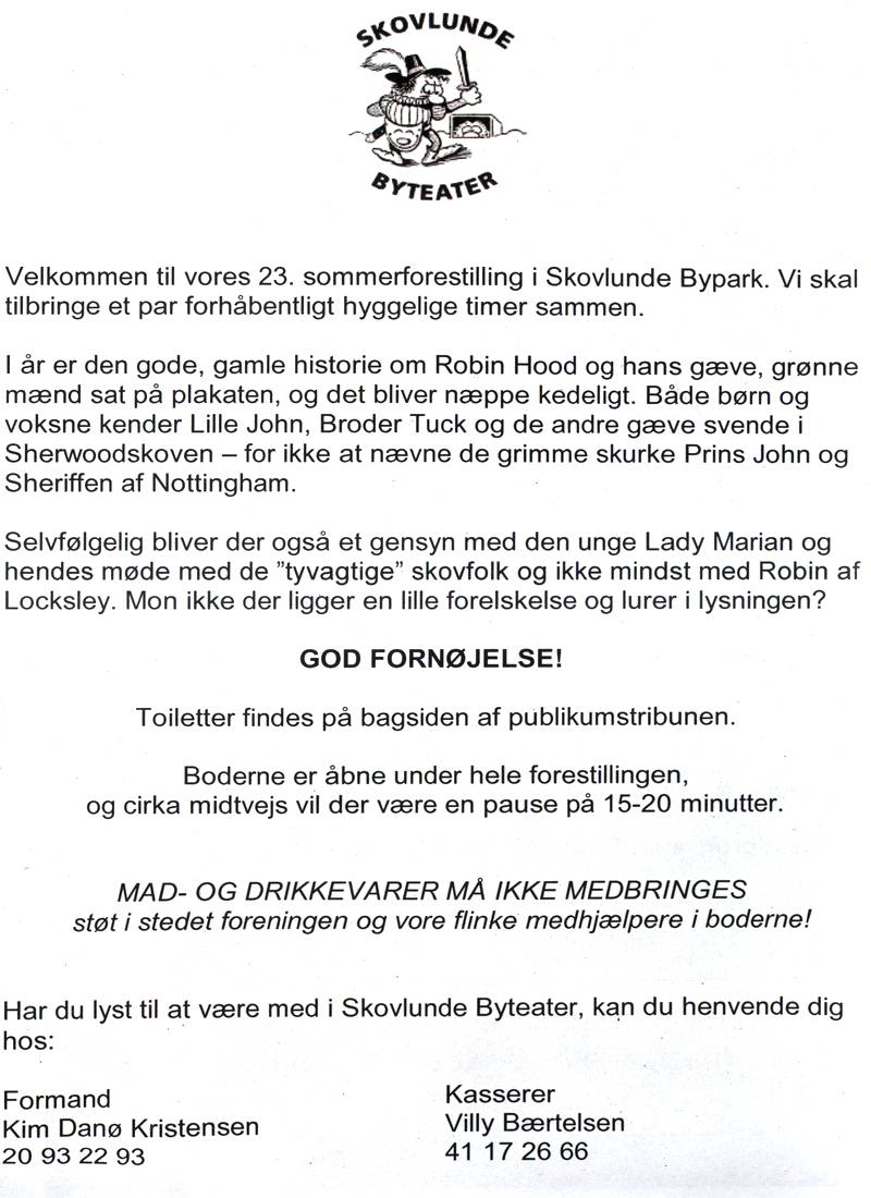 Program side 2 for 'Robin Hood', 2011