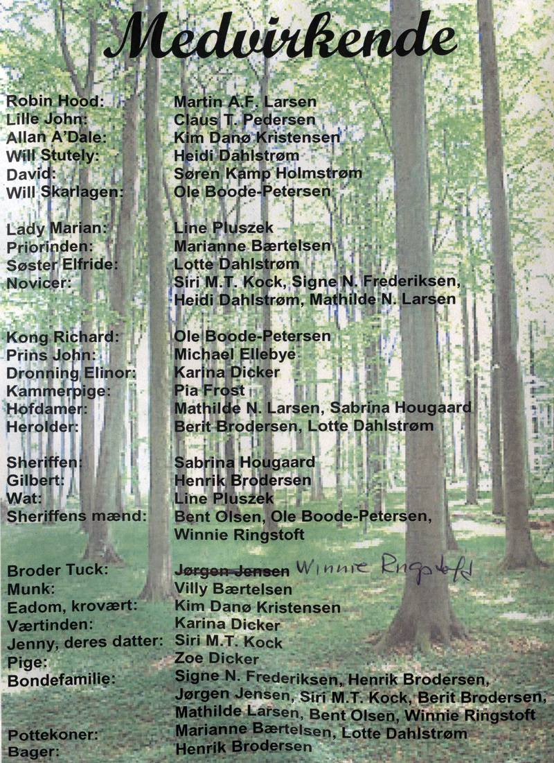 Program side 3 for 'Robin Hood', 2011