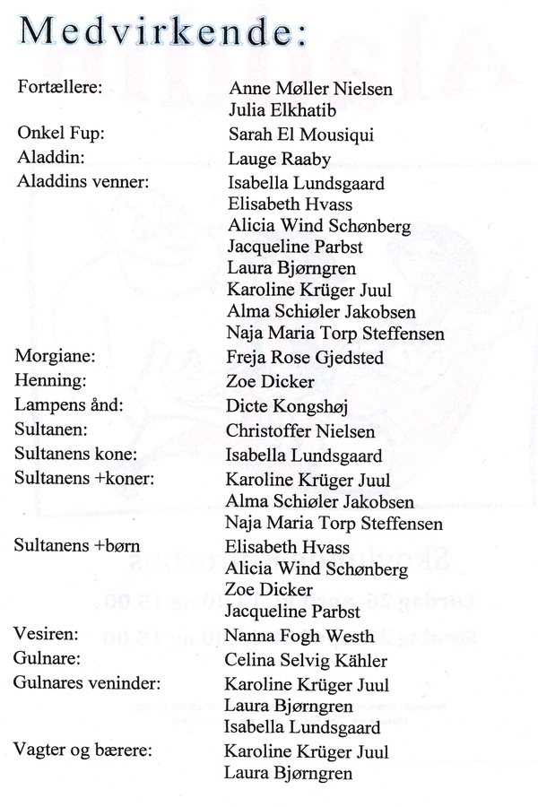 Program side 2 for 'Aladdin', 2014