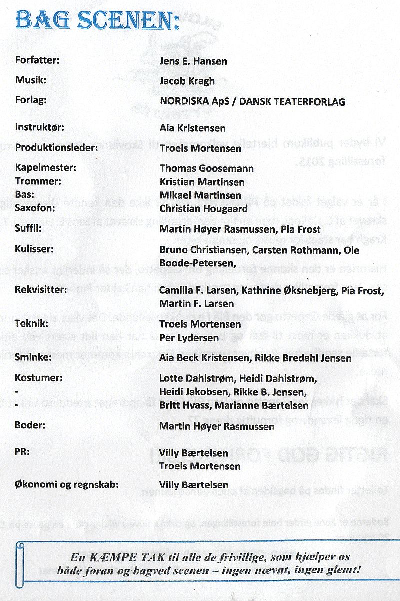 Program side 3 for 'Pinocchio', 2015